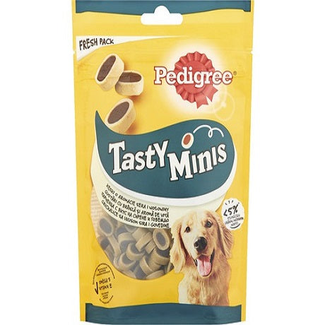 Hrana uscata pentru caini Pedigree Tasty Bites branza si vita 140g