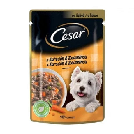 hrana umeda pentru caini cesar pui si legume 100g