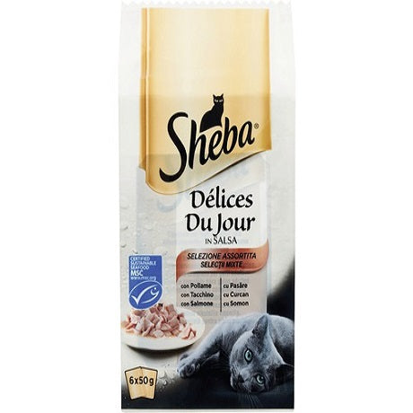 hrana umeda pentru pisici sheba pui si peste 50g