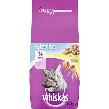 hrana uscata pentru pisici whiskas sterile pui 14kg