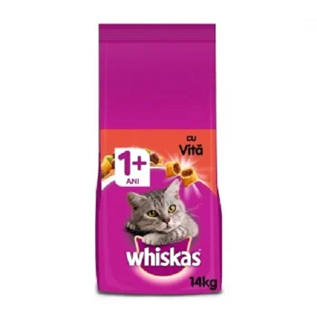 hrana uscata pentru pisici whiskas vita si ficat 14kg