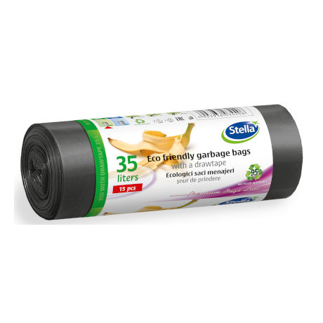 saci menajeri stella ecologici 15bucati cu snur 35l