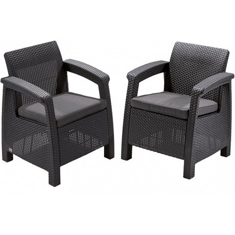 set 2 fotolii gradina keter corfu duo grafit